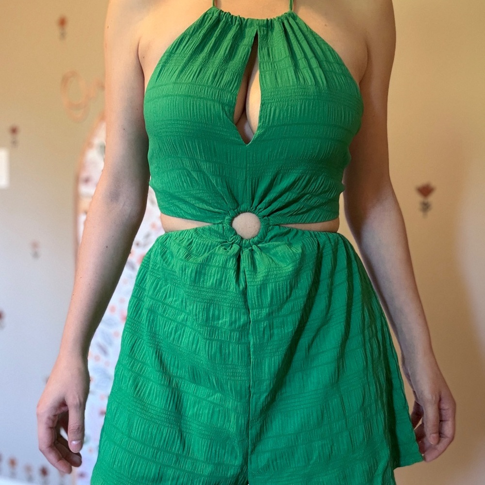 Green Halter Neck Romper